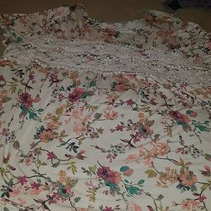 Floral and lace, high low blouse.